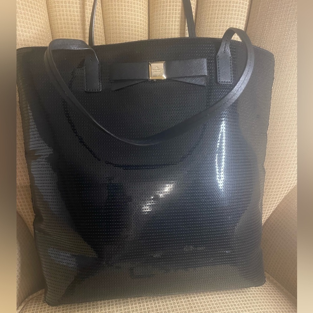 Kate Spade Bon Shopper black sequin tote -Like New - Picture 2 of 11